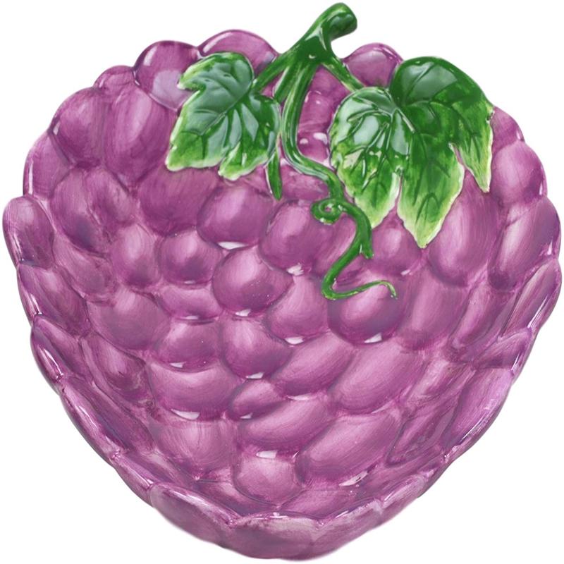 Ebros 10.25" Long Fresh Hearty Bunch Grape Clusters Dish Platter Serving Plate