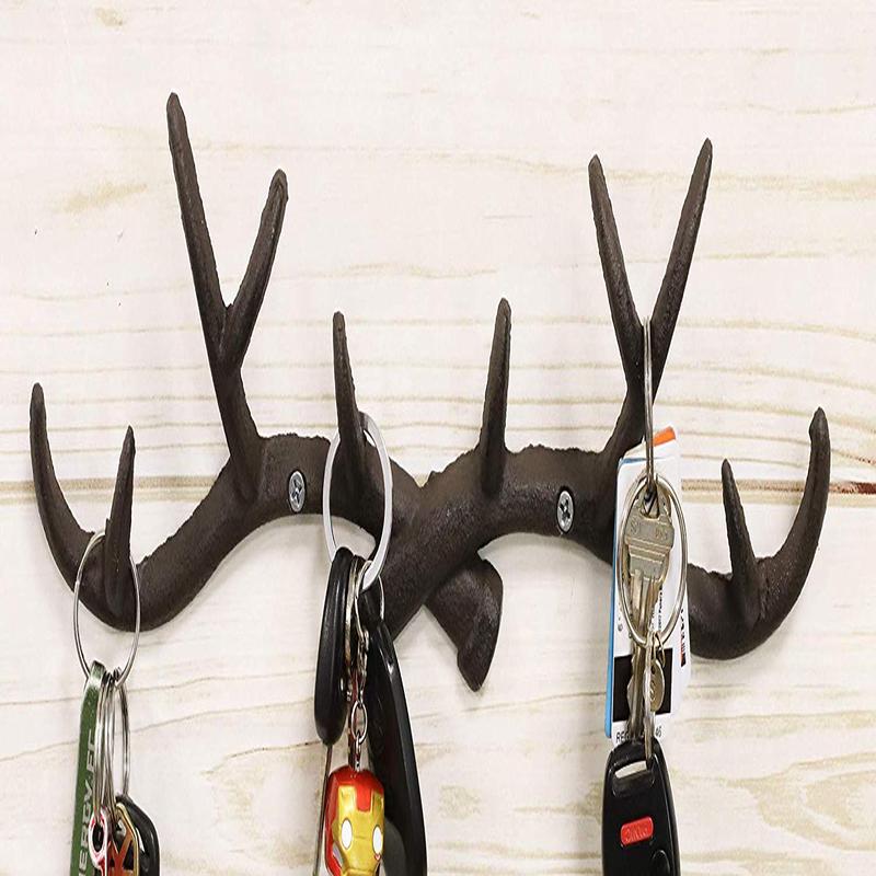 Ebros 10 Point Stag Deer Antlers Rack Wall Plaque 14.5"W Coat Hooks Bronze Resin