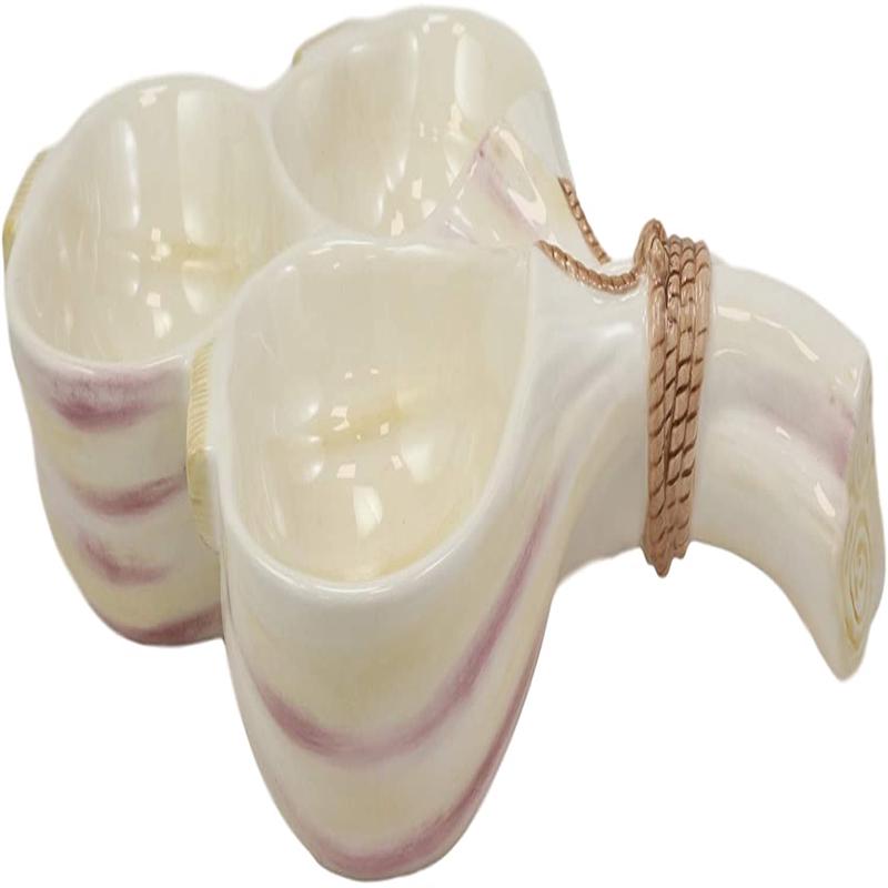 Ebros 11.25" Long Ceramic Garlic Clovers Shaped Serving Bowl Dish For Condiments