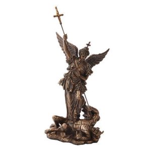 Ebros 12.25 Inch Saint Michel Killing a Demon Bronze Finish Statue Figurine