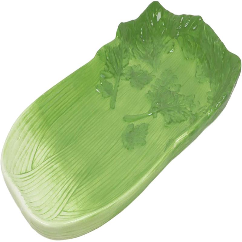 Ebros 12.5" Long Ceramic Celery Shaped Serving Plate or Dish Platter 1 PC