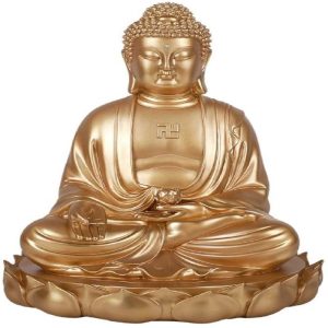 Ebros 16.5"H Eastern Enlightenment Gautama Buddha Gold Finish Resin Figurine