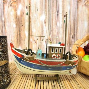 Ebros 17" Long Wooden Handicraft Nautical Vessel Boat Model with Wood Base Stand