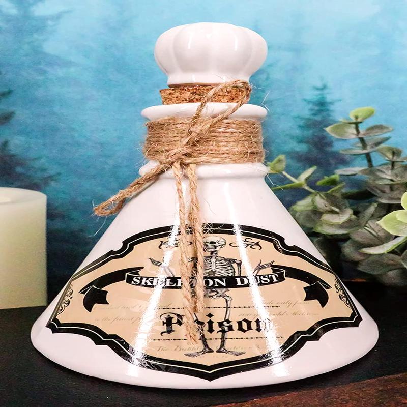 Ebros 5.5"H Ceramic Mad Doctor Small Container with Cork Lid (Skeleton Dust)