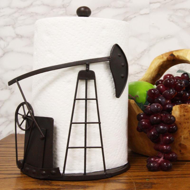 Ebros Metal Vintage Oil And Gas Derrick Rig Platform Paper Towel Holder Display Stand