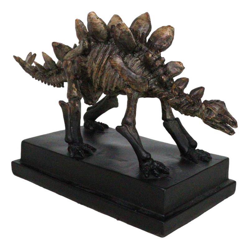 Faux Taxidermy Stegosaurus Dinosaur Fossil Figurine On Museum Display Base Stand