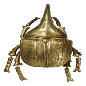 Medium Gold Resin Hercules Rhinoceros Beetle Wall Decor Or Tabletop Figurine