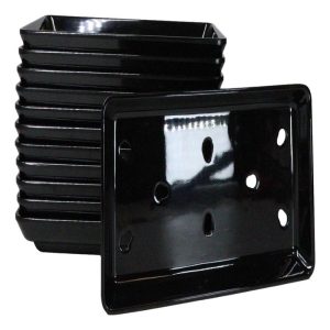 Pack Of 12 Black Neta Zara Sushi Case Sashimi Plates With Drip Holes 8.5" By 5"