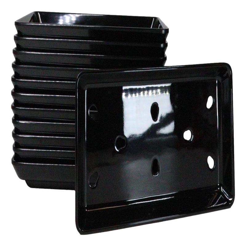 Pack Of 12 Black Neta Zara Sushi Case Sashimi Plates With Drip Holes 8.5" By 5"