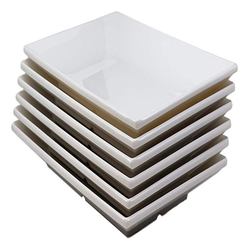 Ebros 15"L White Melamine Serving Plate or Slate Dish Serveware Dining SET OF 6