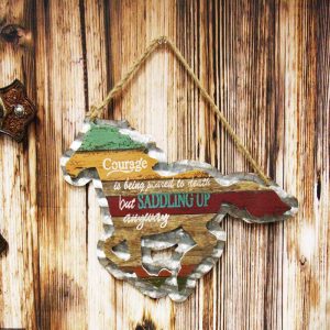 Ebros 17" W Rustic Running Horse Inspirational Quote Hand Painted Wooden Sign