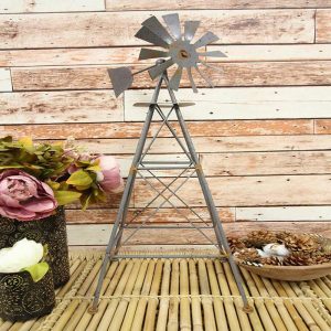 Ebros 25.25" Tall Large Rustic Country Farm Agricultural Windmill Outpost Galvanized Metal Handcrafted Sculpture