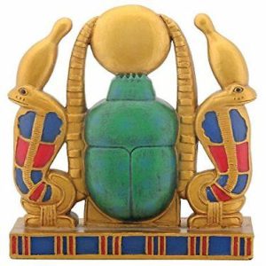 Ebros 4.25"H Gold Cobra Sun Scarab Egyptian Collectible Display Statue