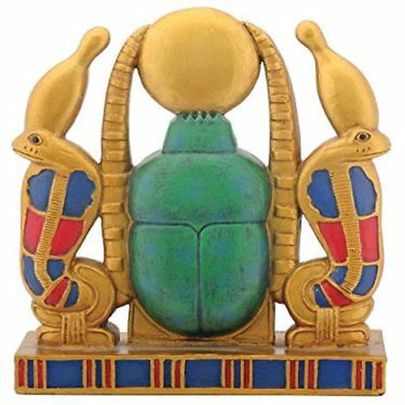 Ebros 4.25"H Gold Cobra Sun Scarab Egyptian Collectible Display Statue
