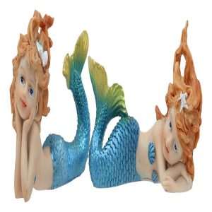 Ebros 4.25" Wide Colorful Nautical Ocean Mermaid Mergirls Under The Sea Miniature Figurines Set of 2 Fantasy Mermaids Sirens of The Seas Figurines Fairy Garden Collectibles