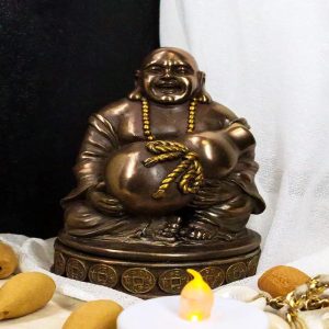 Ebros 4.5 Inch Lucky Chinese Buddha Incense Burner Statue Figurine