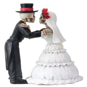 Ebros 4 Inch Day Of The Dead Skeleton Wedding Couple Kiss Figurine