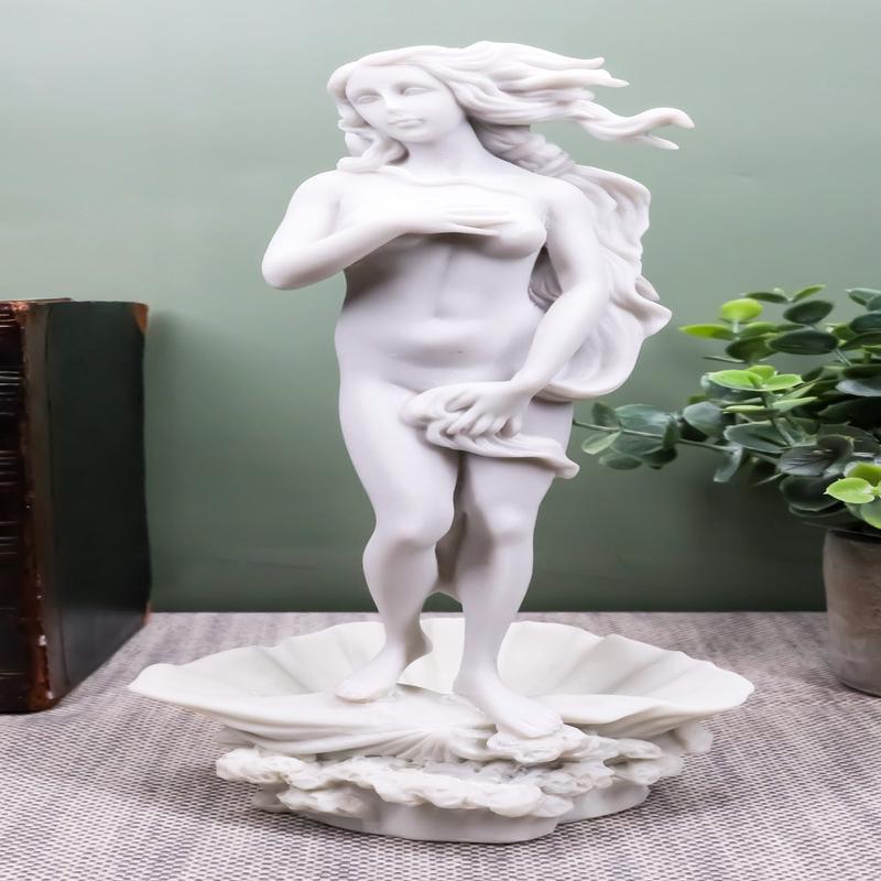 Ebros Gift Birth of Venus Statue Inspired by Botticelli Figurine of Aphrodite Making Up The Uffizi Museum Decor Sculpture Greek Roman Gods and Goddesses Theme Off White Resin