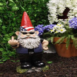 Ebros Rude Garden Greeter Go Away! Gnome Dwarf Statue 17.25"H Patriotic Gnome