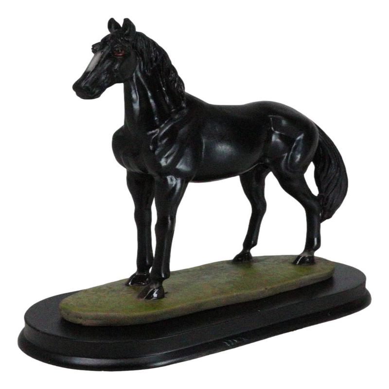 Equine Thoroughbred Pride Black Beauty Horse Steed Model Figurine On Base Stand
