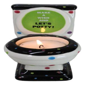 Happy Birthday Make A Wish And Let's Potty! Ceramic Tea Light Candle Holder