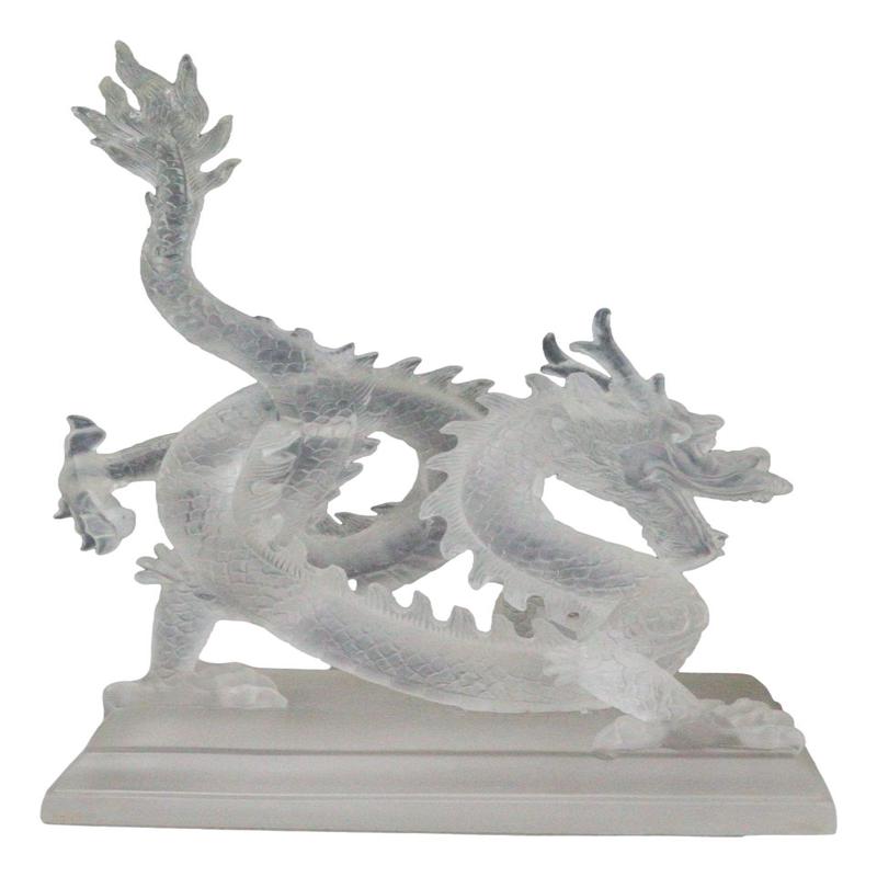 Legendary Chinese Orient Azure Dragon King Frosted Translucent Acrylic Figurine