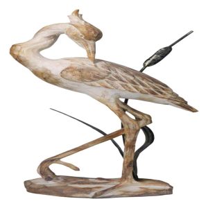Nautical Marine Majestic Heron by Reed Distressed Faux Wood Finish Sculpture 19"
