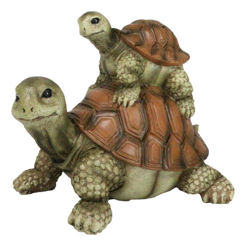 Nautical Marine Turtle Tortoise Mother Piggybacking Hatchling Family Figurine