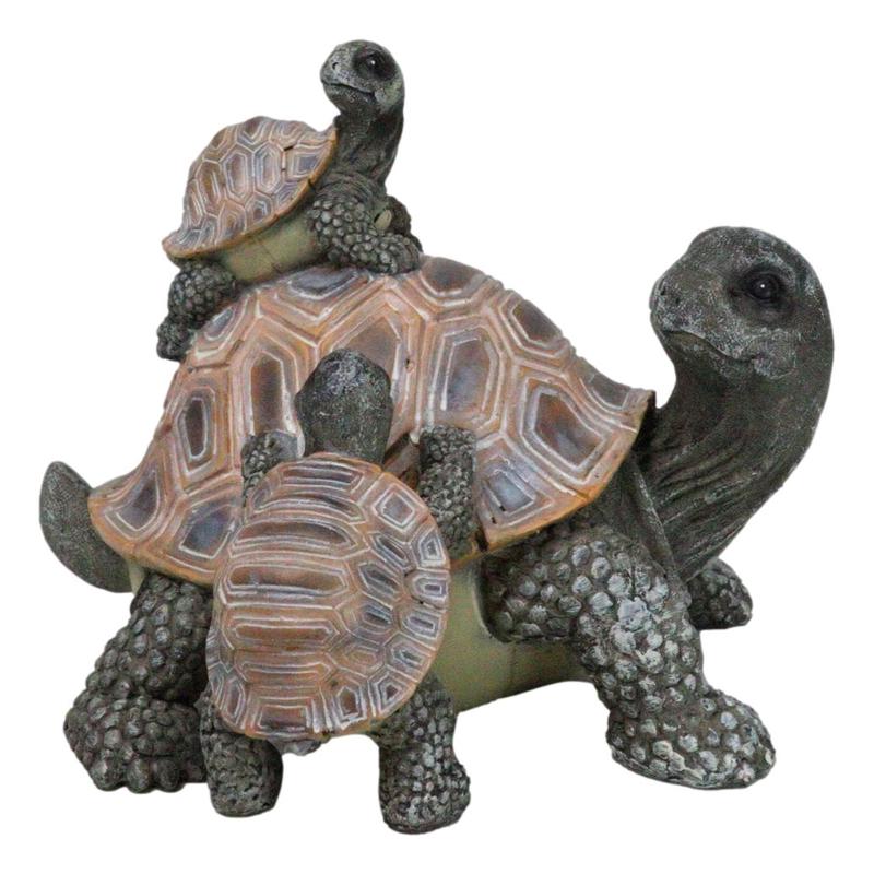 Nautical Marine Turtle Tortoise Mother Piggybacking Hatchlings Family Figurine