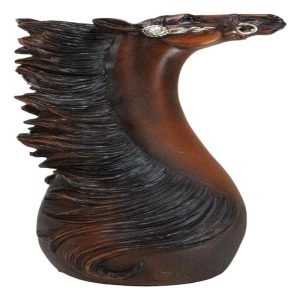 Rustic Western Country Chestnut Horse Decorative Vase Figurine Floral Planter