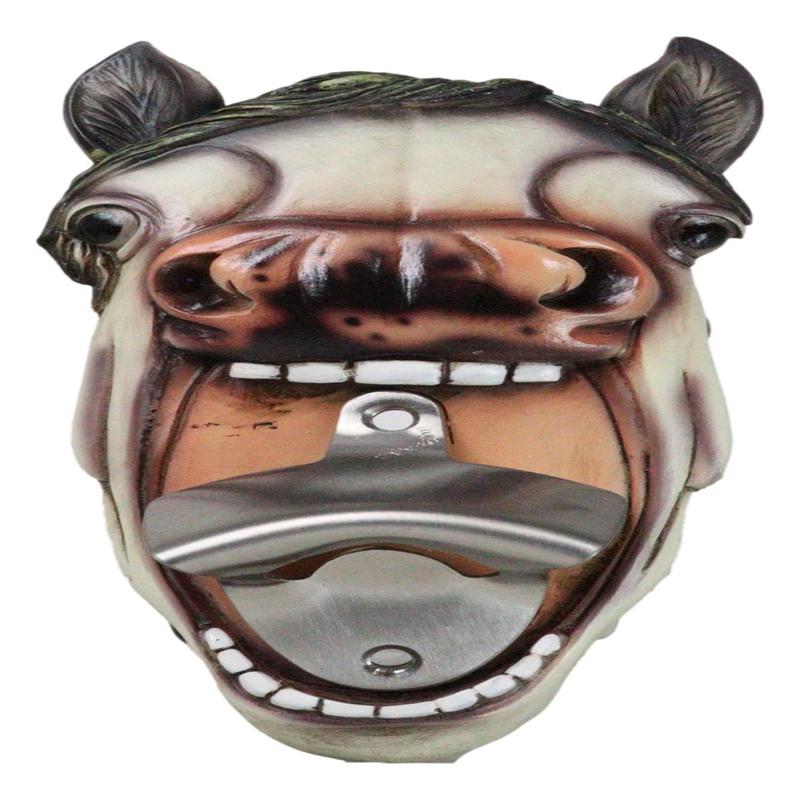 Rustic Western Country Farm Comical Neighing White Horse Wall Bottle Opener