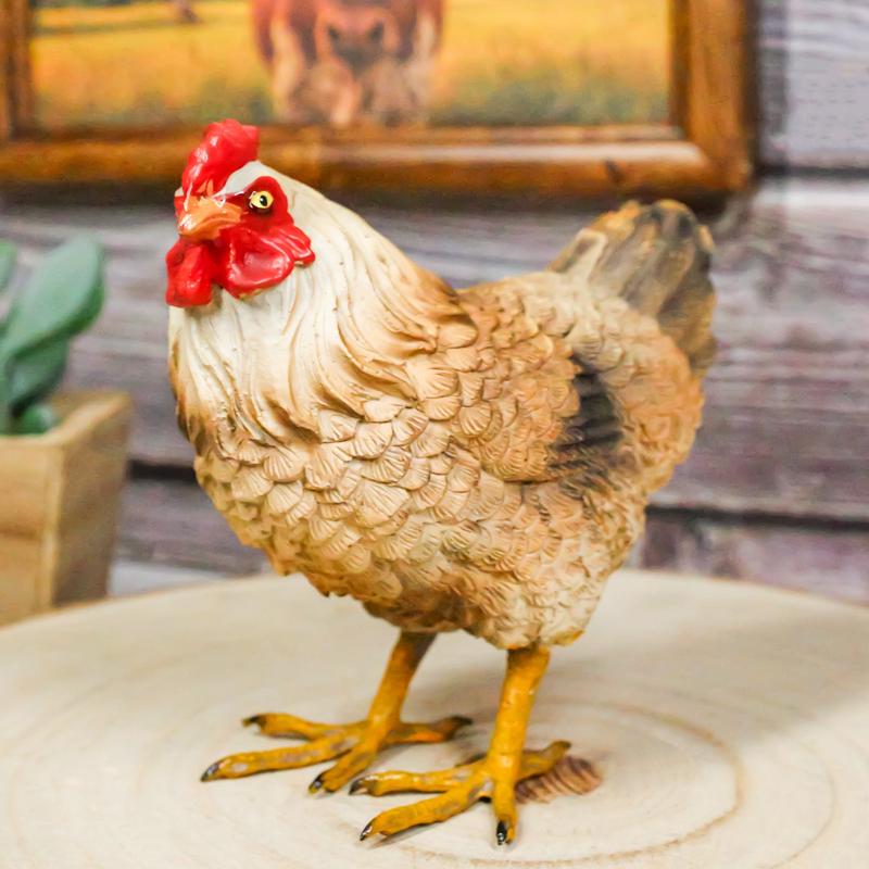 Rustic Western Country Farm Light Brown Chicken Hen Figurine 4.5" Tall
