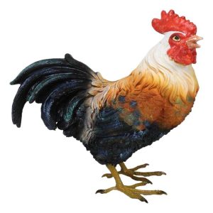 Rustic Western Country Farm White Breasted Chicken Rooster Figurine