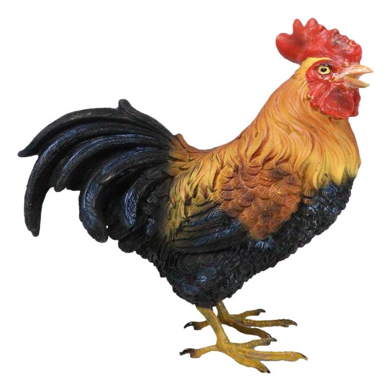 Rustic Western Proud Country Chicken Rooster In Stately Pose Figurine 8"Tall