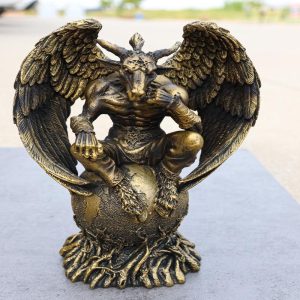 Sabbatic Goat The Thinker Baphomet Sitting On The Globe Statue 7.75"Tall