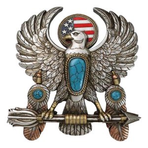 Southwestern American Flag Eagle With Turquoise Rocks Feathers Arrows Wall Decor