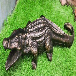 The Great Crocodile Baring Jaws And Razor Sharp Teeth Garden Accent Statue 23"L