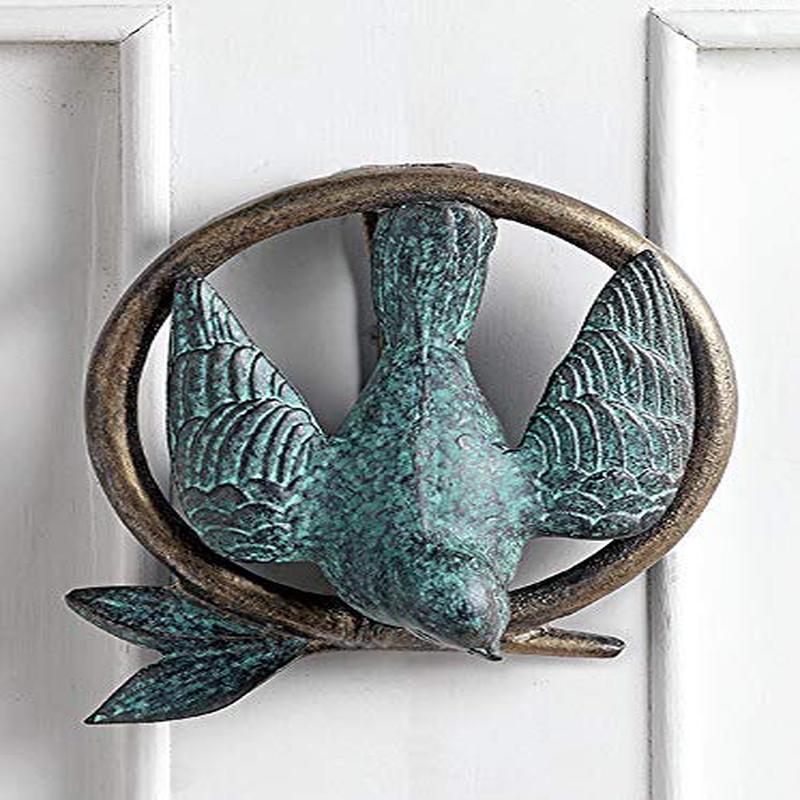 Ebros 6.25" Tall Aluminum Dove Perching on Celtic Claddagh Ring Door Knocker