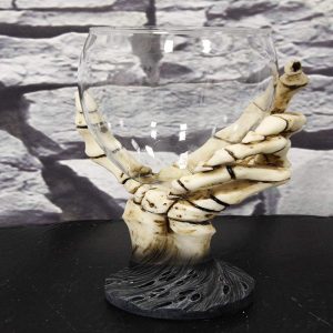Ebros 6.5"High Gothic Macabre Potion Bone Skeleton Hand Wine Goblet Glass Drink Chalice For All Beverage Halloween Party Hosting Of Morbid Collection Underworld Skulls Skeletons And Horror Bones Decor