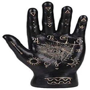 Ebros Black Psychic Palmistry Hand Fortune Teller Divination Diagram Figurine