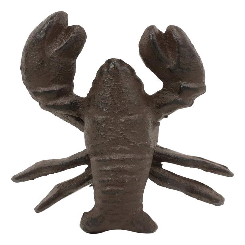 Ebros Cast Iron Nautical Cajun Creole Crawfish Baby Lobster Decorative Figurine Accent in Rustic Bronze Vintage Finish 3.75" Tall Coastal Southwestern Hanger Decor Crayfish Boil (1)