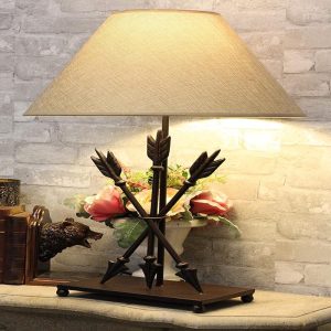 Ebros Crossed Arrows with Ring Center Base Desktop Table Lamps w/ Shade 27" Tall