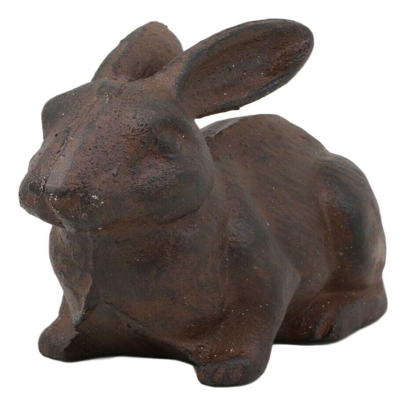 Ebros Gift Cast Iron Whimsical Happy Bunny Rabbit Abstract Taxidermy 3D Art Statue 7.25" Long for Home Garden Outdoors and Indoors Decorative Accent Or As Door Stop