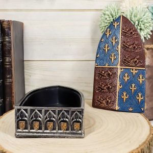 Ebros Gift Medieval Three Lions Fleur De Lis Coat Of Arms Shield Trinket Box