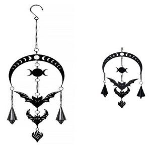 Macabre Dark Evolution Flying Bats With Phases Of The Moon Hanging Decoration
