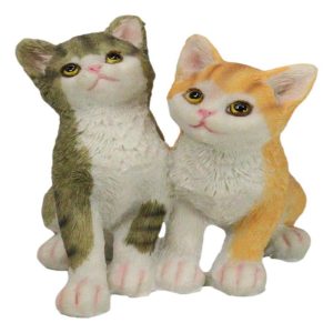 Realistic Animal Pets Sitting 2 Orange And Gray Tabby Cats Collectible Figurine