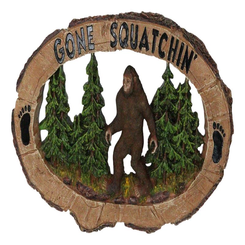 Rustic Forest Sasquatch Big Foot by Pine Trees Gone Squatchin' Wall Decor Plaque