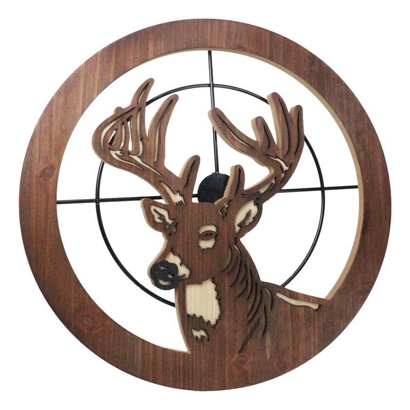 Rustic Western White Tail Stag Deer in Scope Crosshairs MDF Wood Wall Decor