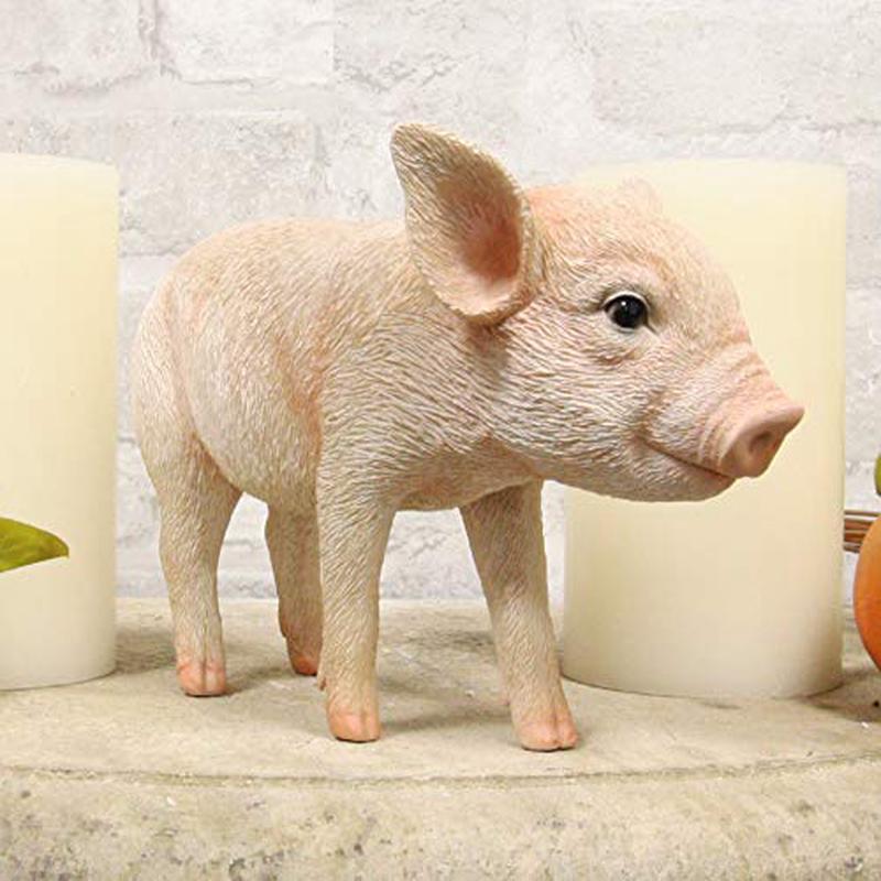 Adorable Realistic Animal Farm Babe Piglet Pig Statue 8"L Rustic Country Pigs