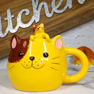 Ebros Adorable Whimsical Orange Cat Mug Drink Cup 16oz